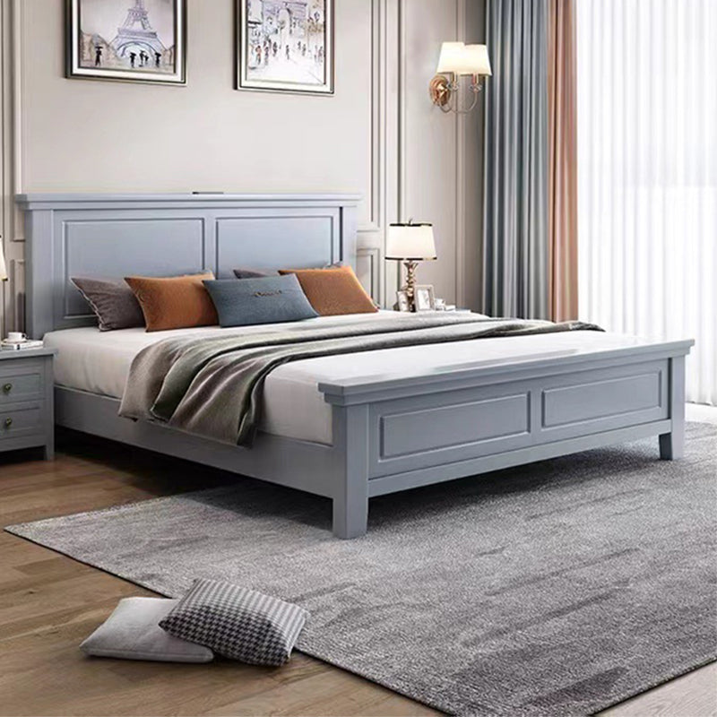 84.65 inch Wide Traditional Panel Bed Solid Wood Bed Frame with Headboard