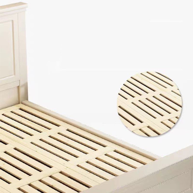 84.65 inch Wide Traditional Panel Bed Solid Wood Bed Frame with Headboard