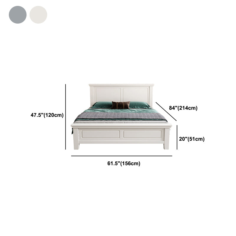 84.65 inch Wide Traditional Panel Bed Solid Wood Bed Frame with Headboard