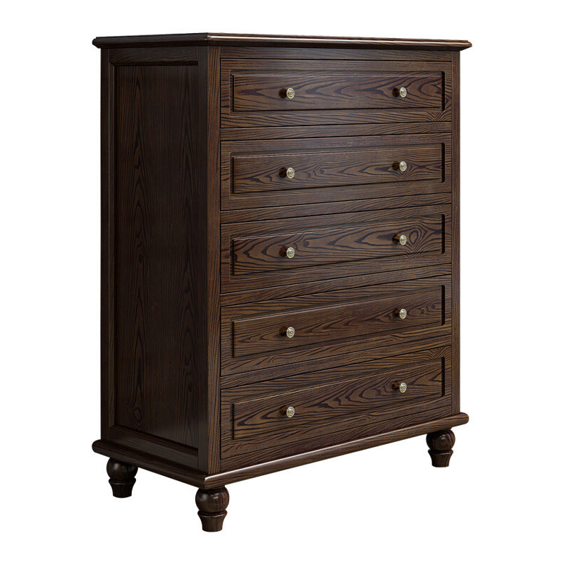 Coffre d'accent contemporain avec 5 tiroirs et pieds de chignon en bois massif