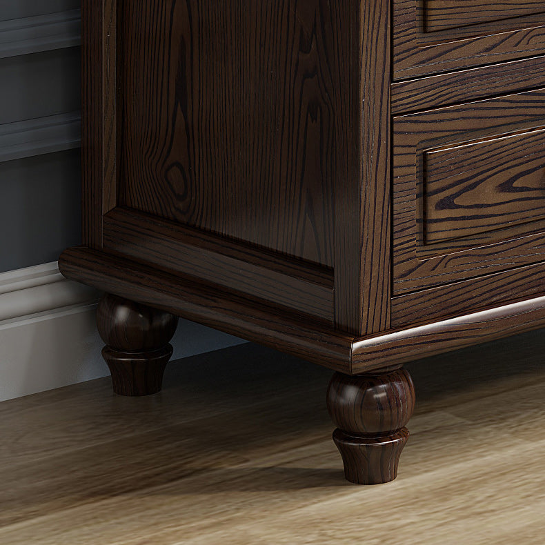 Coffre d'accent contemporain avec 5 tiroirs et pieds de chignon en bois massif