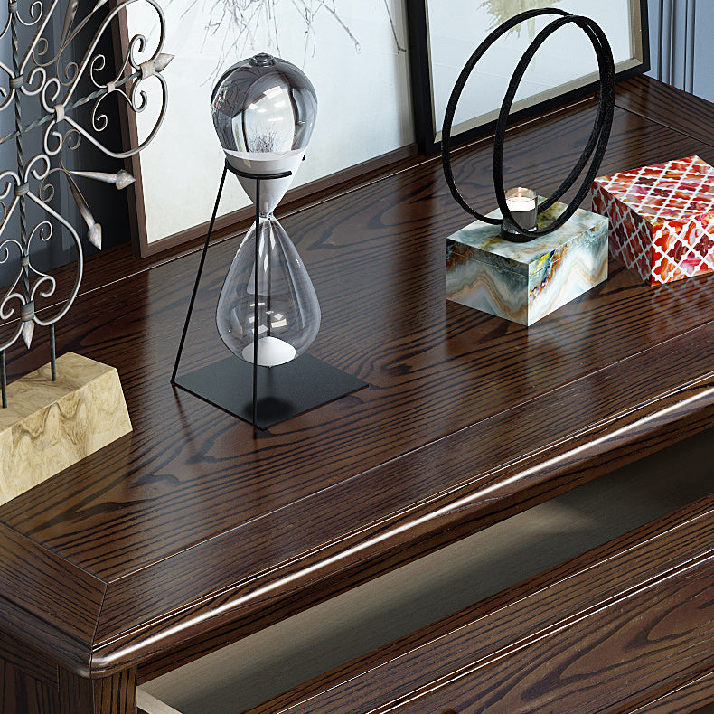 Coffre d'accent contemporain avec 5 tiroirs et pieds de chignon en bois massif