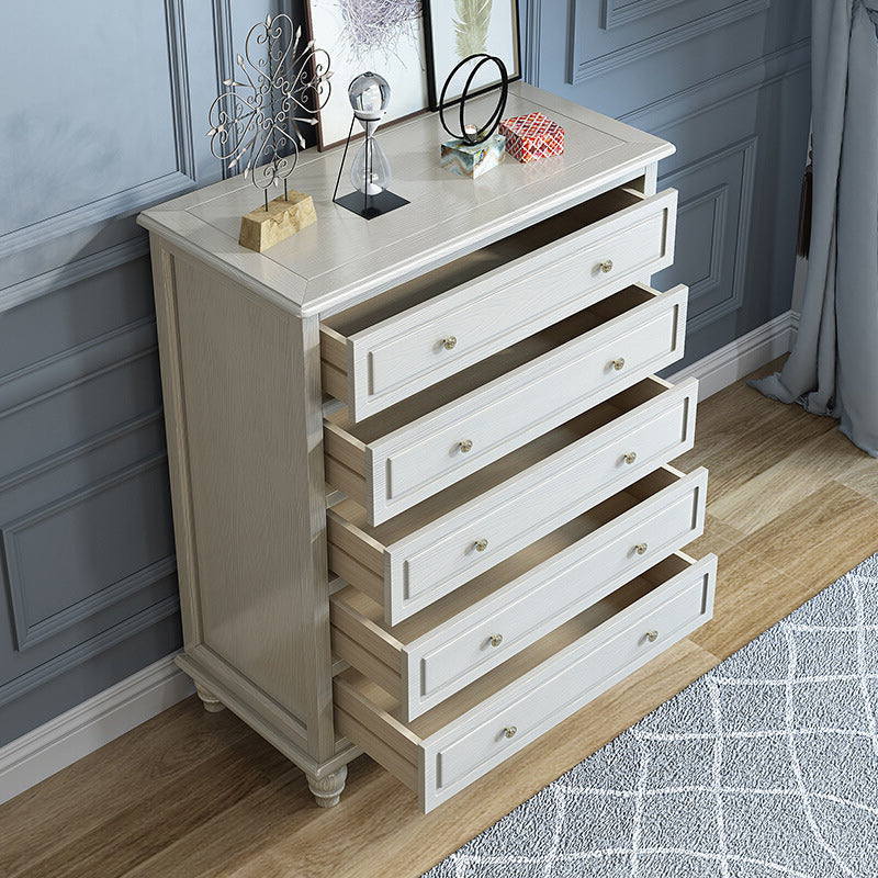 Coffre d'accent contemporain avec 5 tiroirs et pieds de chignon en bois massif