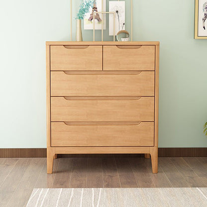Mid-Century Modern Accent Chest with Straight Legs in Rubberwood Natural 5 Clearhalo 'Cabinets & Chests' 'cabinets_chests' 'furn' 'furn_cabinets_chests' 'Furniture' 'Living Room Furniture' 6013563