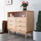 Contemporary Natural Wooden Chest with Shelf and 6 Drawers Accent Chest