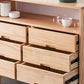 Contemporary Natural Wooden Chest with Shelf and 6 Drawers Accent Chest