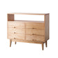 Contemporary Natural Wooden Chest with Shelf and 6 Drawers Accent Chest