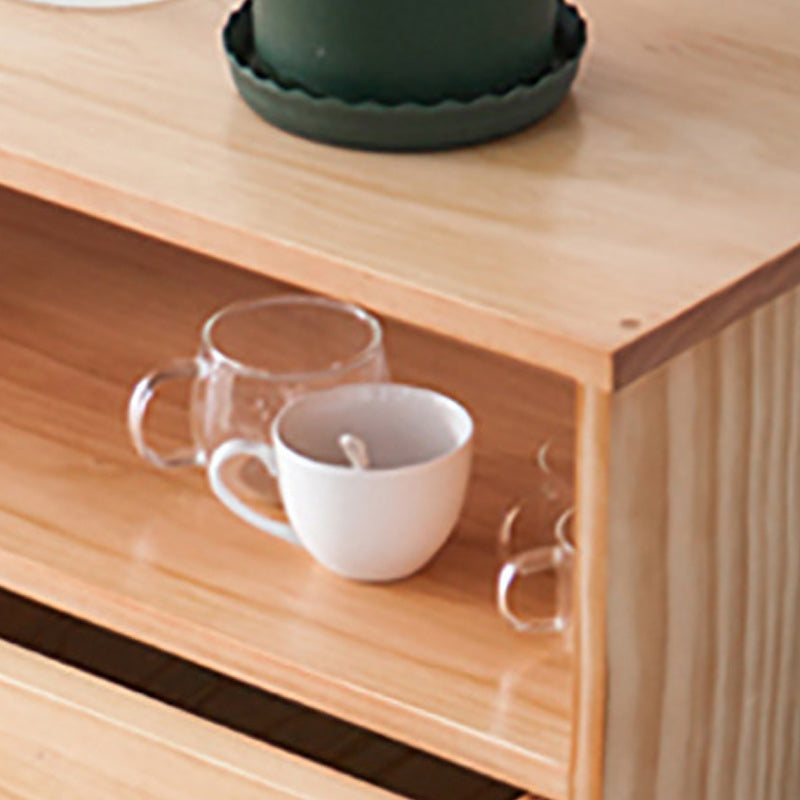 Contemporary Natural Wooden Chest with Shelf and 6 Drawers Accent Chest