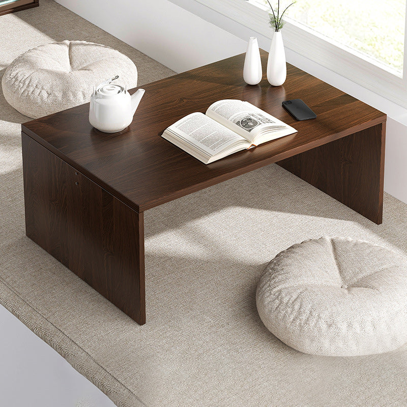Brown Rectangular Coffee Table Sled Base Wooden Cocktail Table Walnut Clearhalo 'Coffee & Accent Tables' 'Coffee Tables' 'coffee_tables' 'furn' 'furn_coffee_tables' 'Furniture' 'Living Room Furniture' 6013592