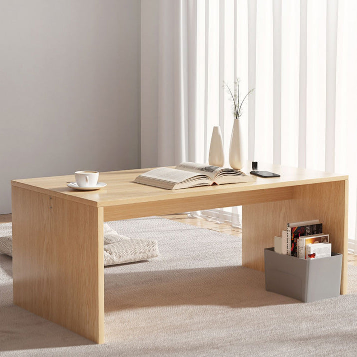 Brown Rectangular Coffee Table Sled Base Wooden Cocktail Table Clearhalo 'Coffee & Accent Tables' 'Coffee Tables' 'coffee_tables' 'furn' 'furn_coffee_tables' 'Furniture' 'Living Room Furniture' 6013594