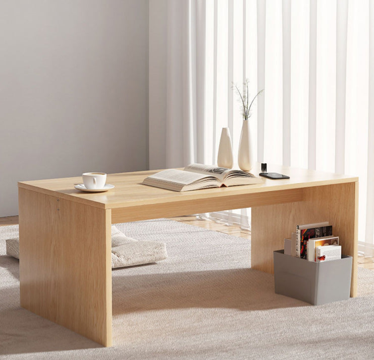 Brown Rectangular Coffee Table Sled Base Wooden Cocktail Table Clearhalo 'Coffee & Accent Tables' 'Coffee Tables' 'coffee_tables' 'furn' 'furn_coffee_tables' 'Furniture' 'Living Room Furniture' 6013601