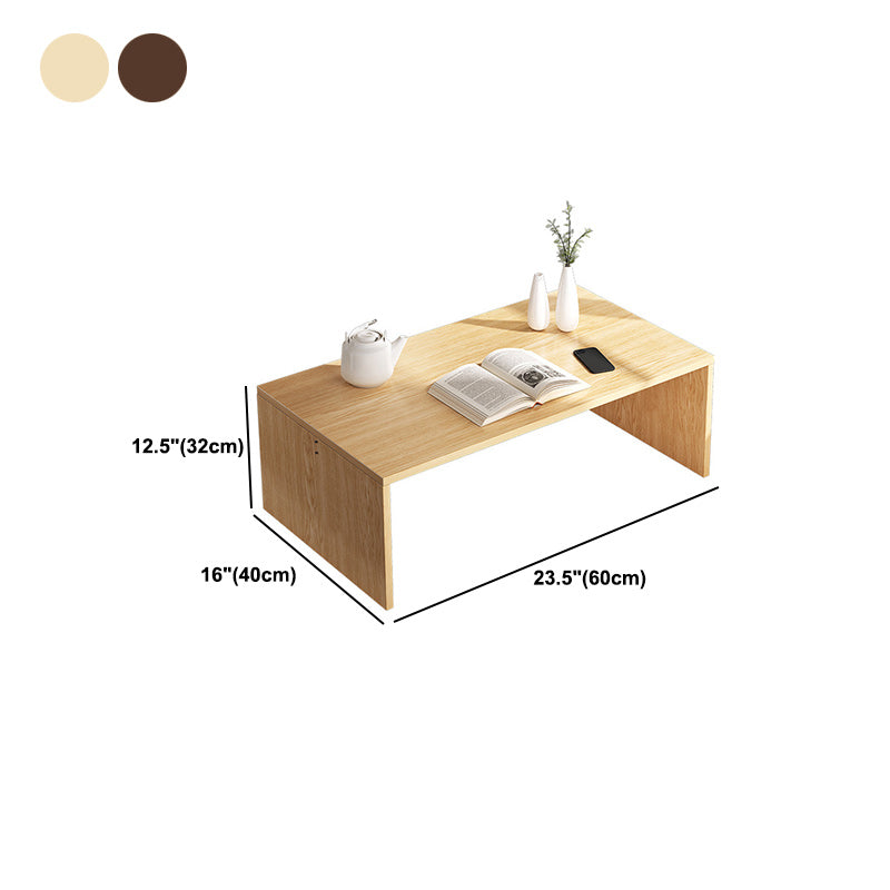 Brown Rectangular Coffee Table Sled Base Wooden Cocktail Table Clearhalo 'Coffee & Accent Tables' 'Coffee Tables' 'coffee_tables' 'furn' 'furn_coffee_tables' 'Furniture' 'Living Room Furniture' 6013605