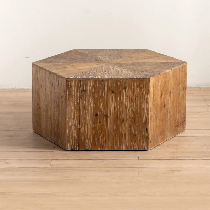 French Country Geometric Wood Coffee Table Distressed Wood Cocktail Table 31.5"L x 31.5"W x 14"H Clearhalo 'Coffee & Accent Tables' 'Coffee Tables' 'coffee_tables' 'furn' 'furn_coffee_tables' 'Furniture' 'Living Room Furniture' 6013639