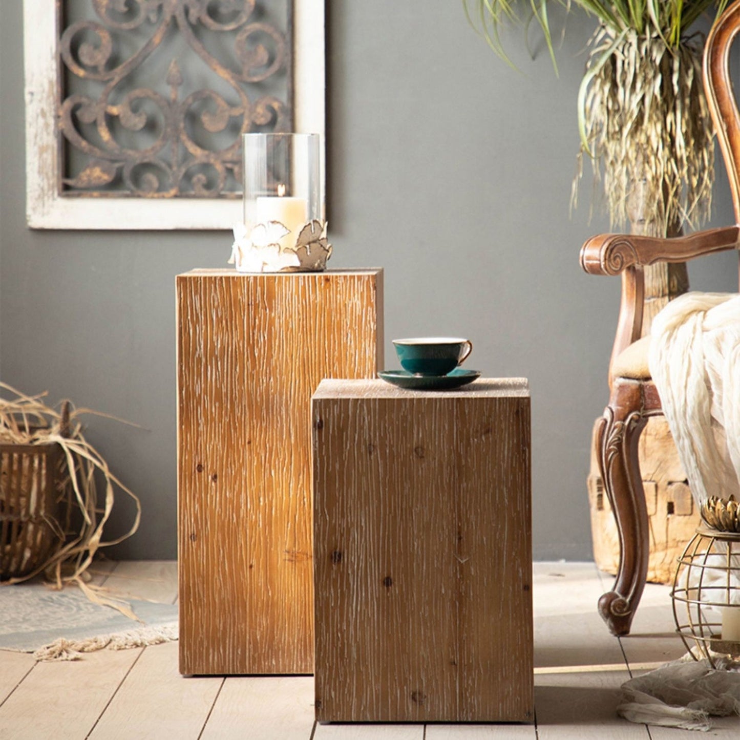 French Country Geometric Wood Coffee Table Distressed Wood Cocktail Table Clearhalo 'Coffee & Accent Tables' 'Coffee Tables' 'coffee_tables' 'furn' 'furn_coffee_tables' 'Furniture' 'Living Room Furniture' 6013652