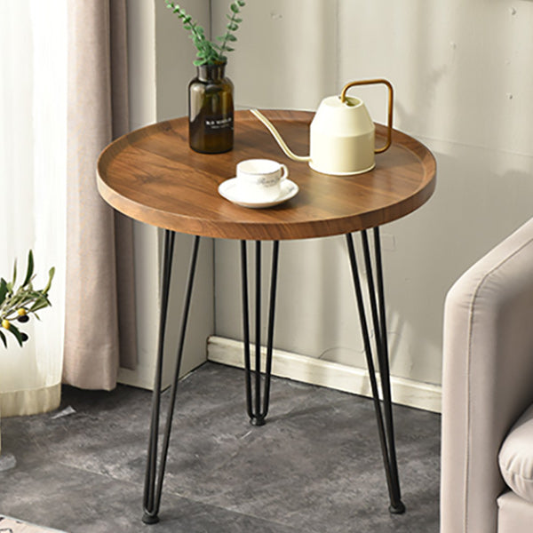3 Legs Round Coffee Table Wooden Coffee Table in Brown Modern Style Walnut Clearhalo 'Coffee & Accent Tables' 'Coffee Tables' 'coffee_tables' 'furn' 'furn_coffee_tables' 'Furniture' 'Living Room Furniture' 6013661