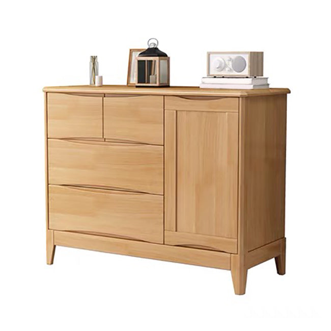 Accento di legno della metà del secolo con porte e 4 cassetti