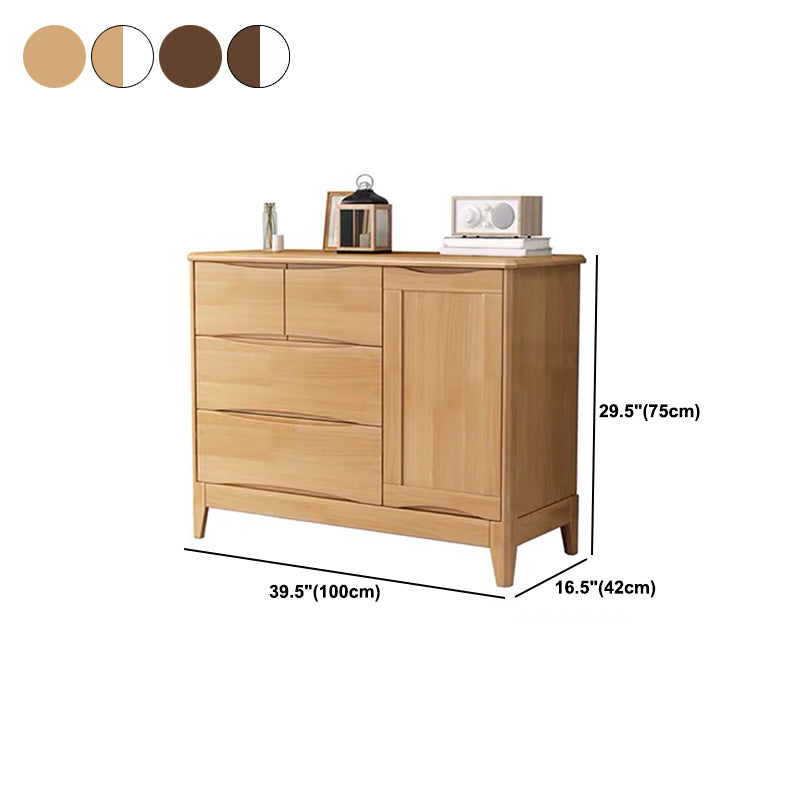 Accento di legno della metà del secolo con porte e 4 cassetti