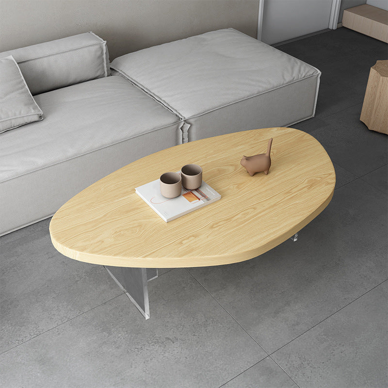 Scandinavian Solid Wood Coffee Table 14.96" H Acrylic Legs Cocktail Table 52.4"L x 29.5"W x 15"H Clearhalo 'Coffee & Accent Tables' 'Coffee Tables' 'coffee_tables' 'furn' 'furn_coffee_tables' 'Furniture' 'Living Room Furniture' 6013689