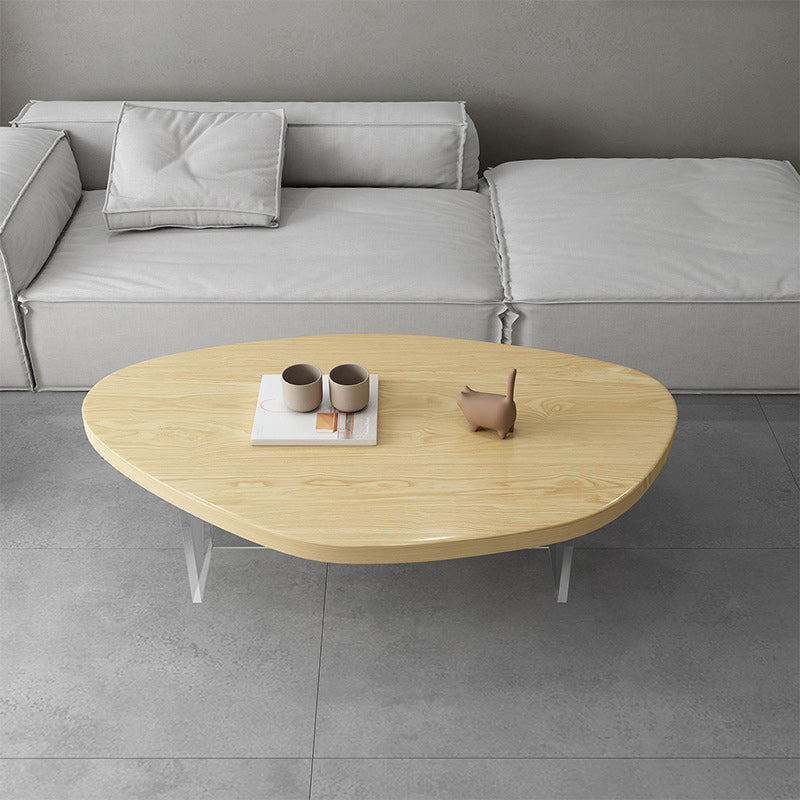Scandinavian Solid Wood Coffee Table 14.96" H Acrylic Legs Cocktail Table Clearhalo 'Coffee & Accent Tables' 'Coffee Tables' 'coffee_tables' 'furn' 'furn_coffee_tables' 'Furniture' 'Living Room Furniture' 6013690
