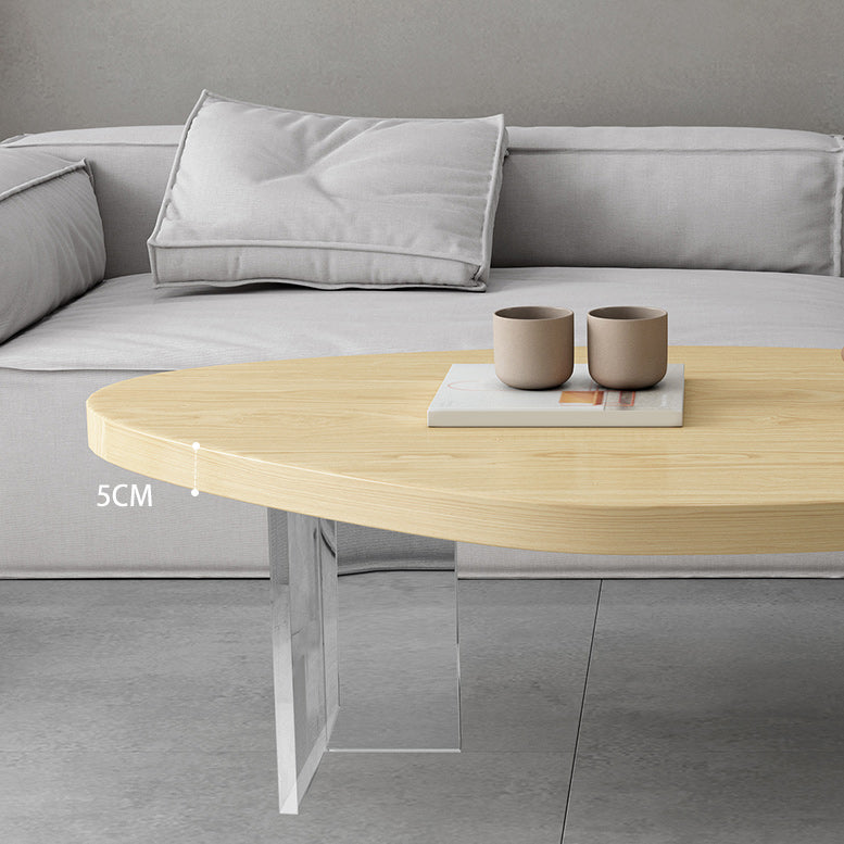 Scandinavian Solid Wood Coffee Table 14.96" H Acrylic Legs Cocktail Table Clearhalo 'Coffee & Accent Tables' 'Coffee Tables' 'coffee_tables' 'furn' 'furn_coffee_tables' 'Furniture' 'Living Room Furniture' 6013694