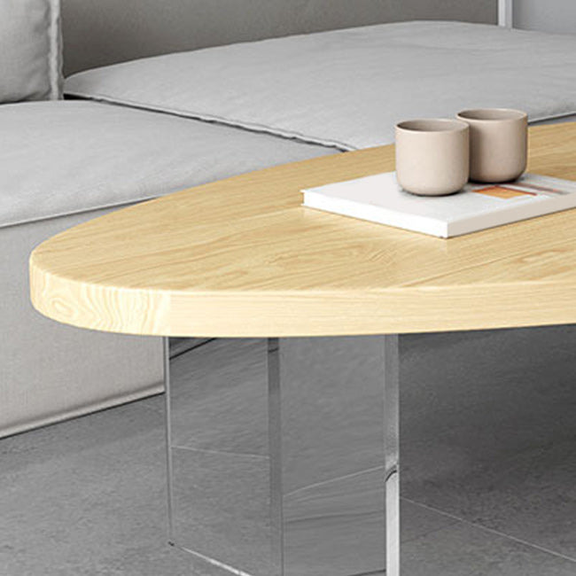 Scandinavian Solid Wood Coffee Table 14.96" H Acrylic Legs Cocktail Table Clearhalo 'Coffee & Accent Tables' 'Coffee Tables' 'coffee_tables' 'furn' 'furn_coffee_tables' 'Furniture' 'Living Room Furniture' 6013696