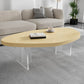 Scandinavian Solid Wood Coffee Table 14.96" H Acrylic Legs Cocktail Table Clearhalo 'Coffee & Accent Tables' 'Coffee Tables' 'coffee_tables' 'furn' 'furn_coffee_tables' 'Furniture' 'Living Room Furniture' 6013697