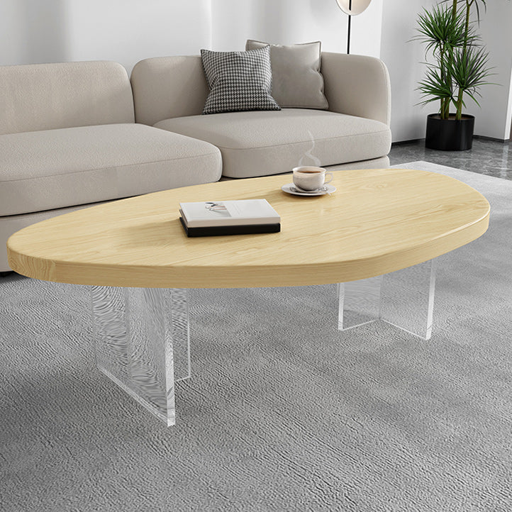 Scandinavian Solid Wood Coffee Table 14.96" H Acrylic Legs Cocktail Table Clearhalo 'Coffee & Accent Tables' 'Coffee Tables' 'coffee_tables' 'furn' 'furn_coffee_tables' 'Furniture' 'Living Room Furniture' 6013697
