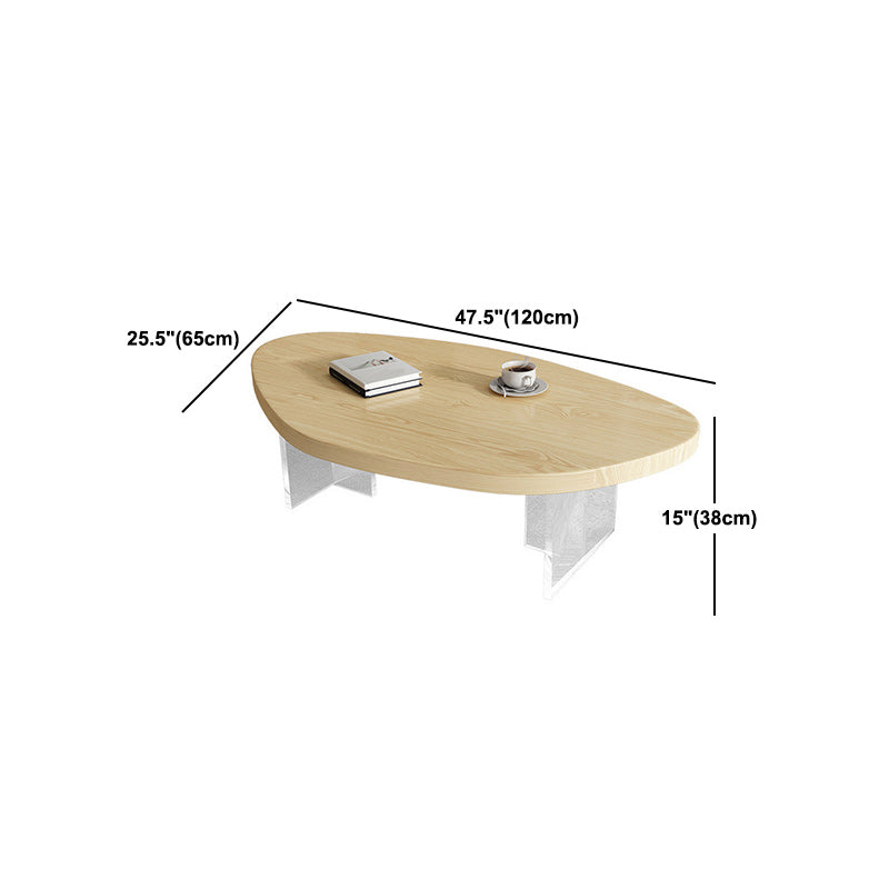 Scandinavian Solid Wood Coffee Table 14.96" H Acrylic Legs Cocktail Table Clearhalo 'Coffee & Accent Tables' 'Coffee Tables' 'coffee_tables' 'furn' 'furn_coffee_tables' 'Furniture' 'Living Room Furniture' 6013699