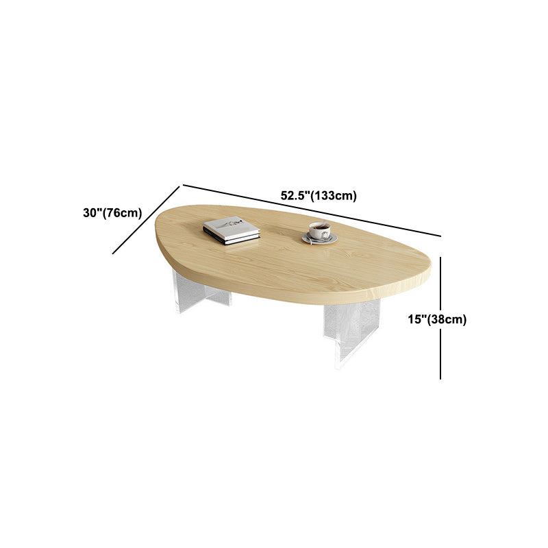 Scandinavian Solid Wood Coffee Table 14.96" H Acrylic Legs Cocktail Table Clearhalo 'Coffee & Accent Tables' 'Coffee Tables' 'coffee_tables' 'furn' 'furn_coffee_tables' 'Furniture' 'Living Room Furniture' 6013700