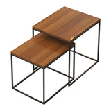 Tavolino brone moderno top in legno massiccio e base di ferro per casa