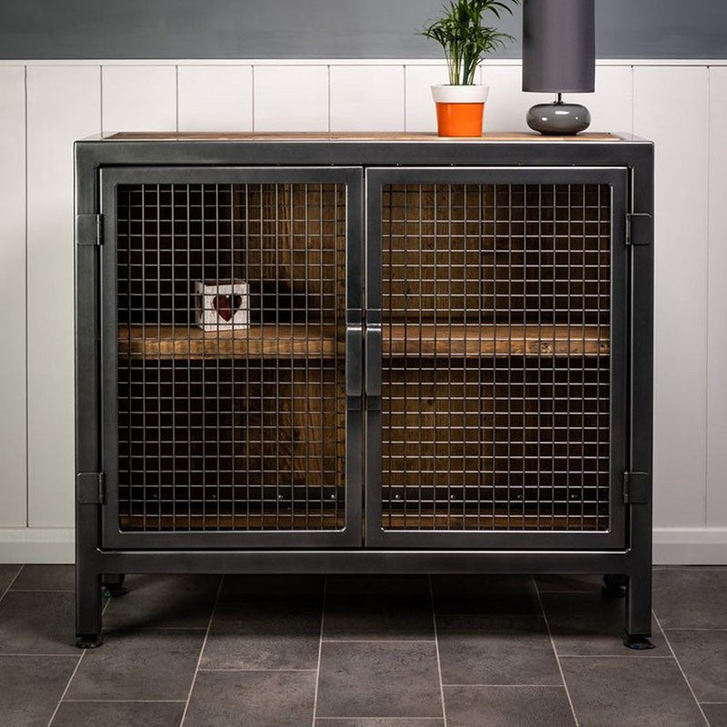 Industrial Accent Cabinet with Distressed Wood Top and Iron Legs Clearhalo 'Cabinets & Chests' 'cabinets_chests' 'furn' 'furn_cabinets_chests' 'Furniture' 'Living Room Furniture' 6013753