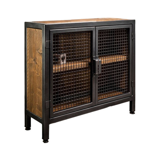 Industrial Accent Cabinet with Distressed Wood Top and Iron Legs Clearhalo 'Cabinets & Chests' 'cabinets_chests' 'furn' 'furn_cabinets_chests' 'Furniture' 'Living Room Furniture' 6013756