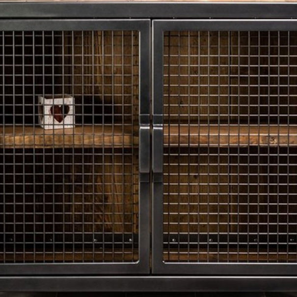 Industrial Accent Cabinet with Distressed Wood Top and Iron Legs Clearhalo 'Cabinets & Chests' 'cabinets_chests' 'furn' 'furn_cabinets_chests' 'Furniture' 'Living Room Furniture' 6013758