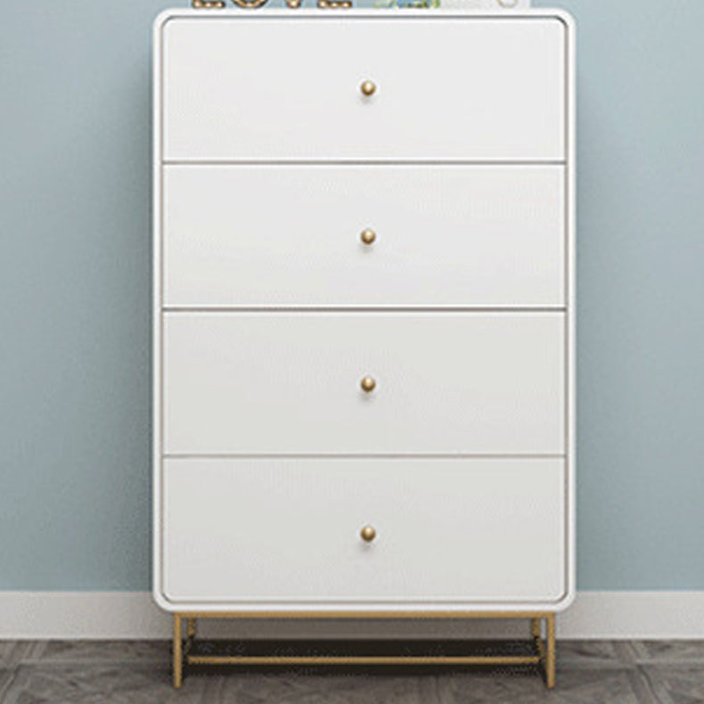 Moderne accentkist met ijzeren basis en massief hout zachte dichte borst