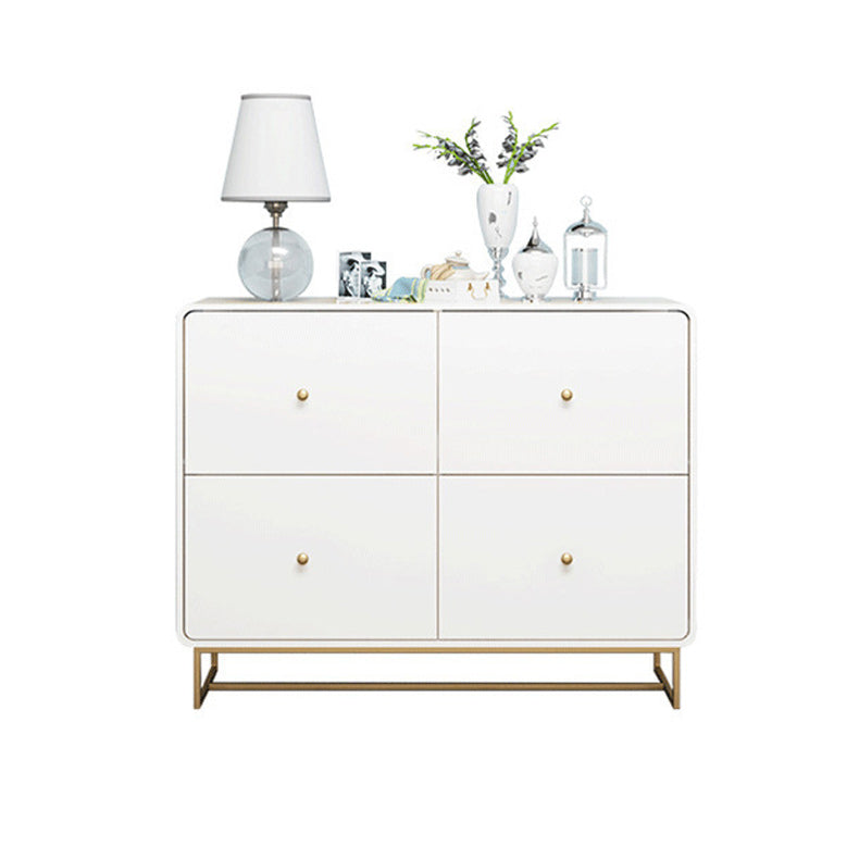 Moderne accentkist met ijzeren basis en massief hout zachte dichte borst