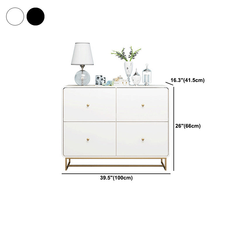 Moderne accentkist met ijzeren basis en massief hout zachte dichte borst