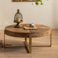 Distressed Wood Round Coffee Table French Country Style 1 Single Cocktail Table