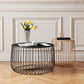 Mid-Century Modern Round Iron Coffee Table Frame Cocktail Table 15.75" H
