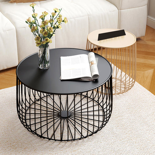 Tavolino moderno di ferro rotondo della metà del secolo Tavolo da cocktail 15,75 "H