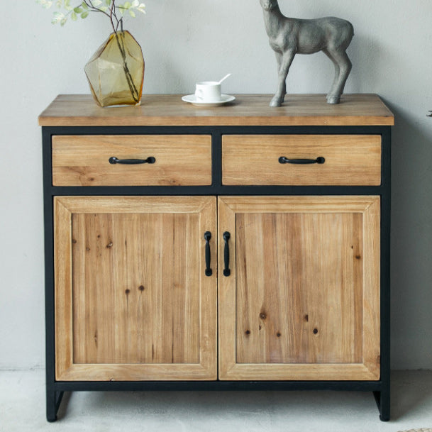 Industrial Natural Solid Wood Cabinet with Shelf and 2 Doors Clearhalo 'Cabinets & Chests' 'cabinets_chests' 'furn' 'furn_cabinets_chests' 'Furniture' 'Living Room Furniture' 6013816
