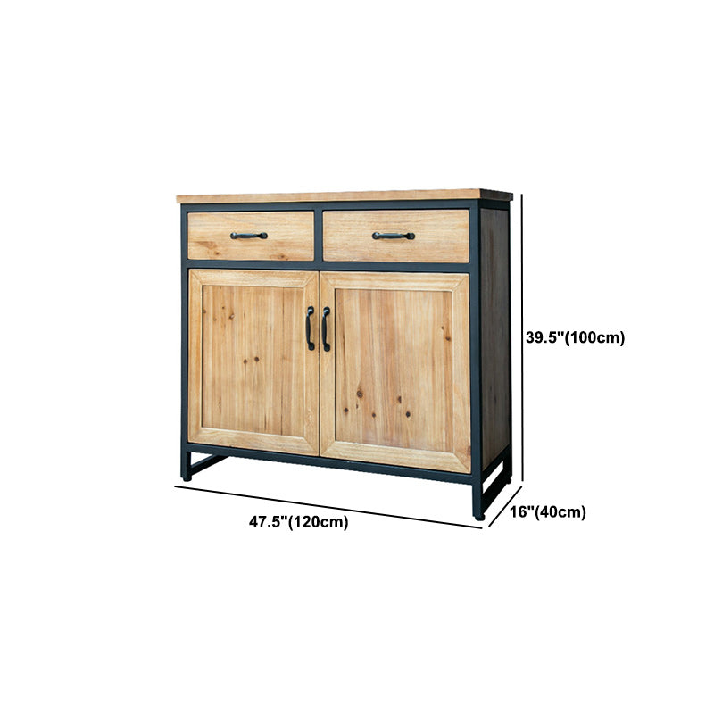 Industrial Natural Solid Wood Cabinet with Shelf and 2 Doors Clearhalo 'Cabinets & Chests' 'cabinets_chests' 'furn' 'furn_cabinets_chests' 'Furniture' 'Living Room Furniture' 6013826