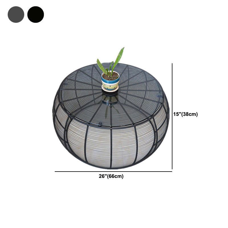 Tavolino moderno della metà del secolo con top e base di telaio in nero