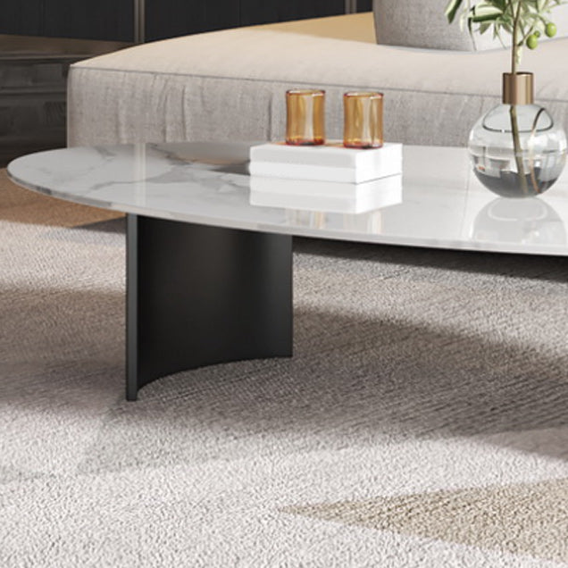 Tavolo da cocktail di caffè ovale con 2 gambe per soggiorno in bianco