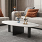 Glamouröser Couchtisch mit ovaler Steinplatte und Cocktailtisch mit 3 Beinen aus Metall