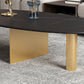 Glamouröser Couchtisch mit ovaler Steinplatte und Cocktailtisch mit 3 Beinen aus Metall