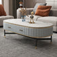 Stone Top Coffee Table Draw included Metal Legs Single Cocktail Table 47"L x 22"W x 18"H Grey Clearhalo 'Coffee & Accent Tables' 'Coffee Tables' 'coffee_tables' 'furn' 'furn_coffee_tables' 'Furniture' 'Living Room Furniture' 6013885