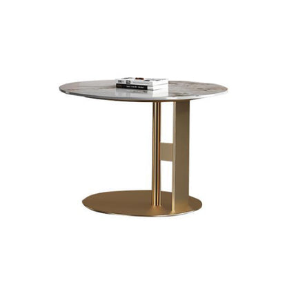 Luxurious Round Stone Coffee Table Set Pedestal Dia 31.5" Cocktail Table 19.7"L x 19.7"W x 19.7"H Clearhalo 'Coffee & Accent Tables' 'Coffee Tables' 'coffee_tables' 'furn' 'furn_coffee_tables' 'Furniture' 'Living Room Furniture' 6013912
