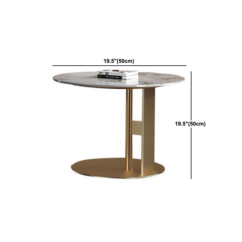Luxurious Round Stone Coffee Table Set Pedestal Dia 31.5" Cocktail Table Clearhalo 'Coffee & Accent Tables' 'Coffee Tables' 'coffee_tables' 'furn' 'furn_coffee_tables' 'Furniture' 'Living Room Furniture' 6013914