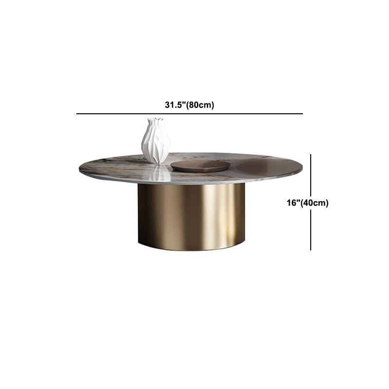 Luxurious Round Stone Coffee Table Set Pedestal Dia 31.5" Cocktail Table Clearhalo 'Coffee & Accent Tables' 'Coffee Tables' 'coffee_tables' 'furn' 'furn_coffee_tables' 'Furniture' 'Living Room Furniture' 6013915