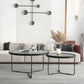 Round Clear Glass Cocktail Table Set Contemporary Cross Legs Coffee Table in Black